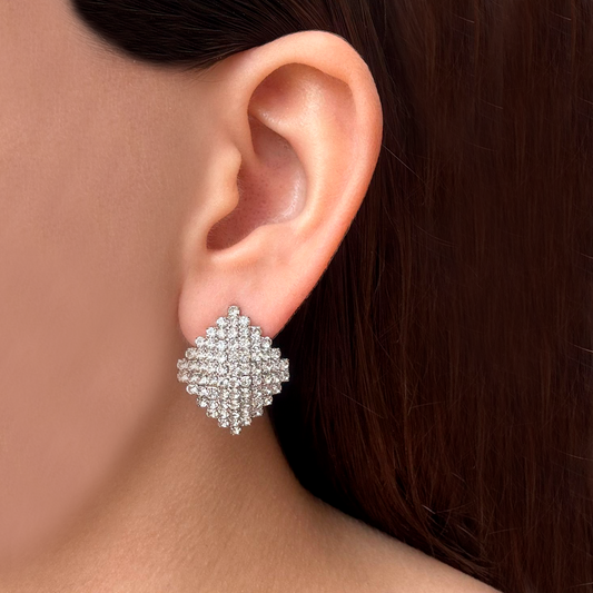 Aretes Plateados Brillantes Zirconias