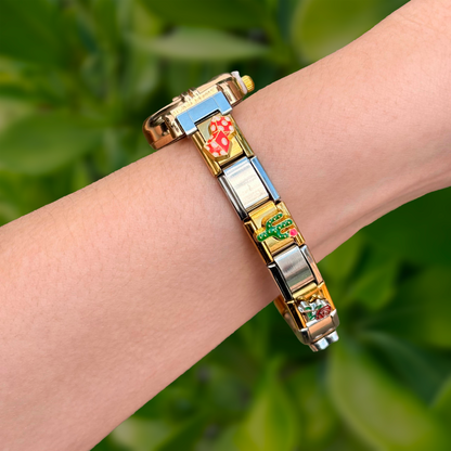 Reloj en Pulsera Italiana Oro-Plata  Acero Inoxidable R19