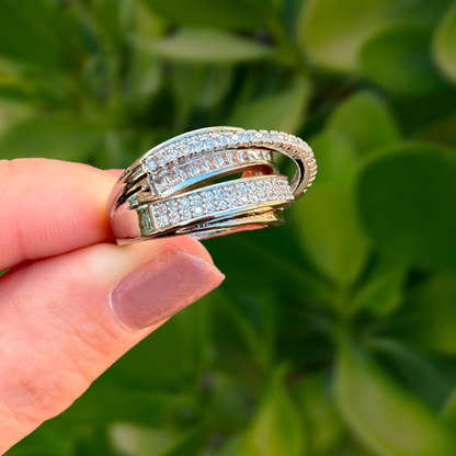 Anillo de Anillos Plateado Zirconias Li5