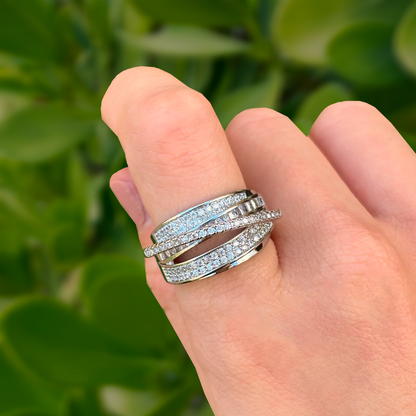 Anillo de Anillos Plateado Zirconias Li5
