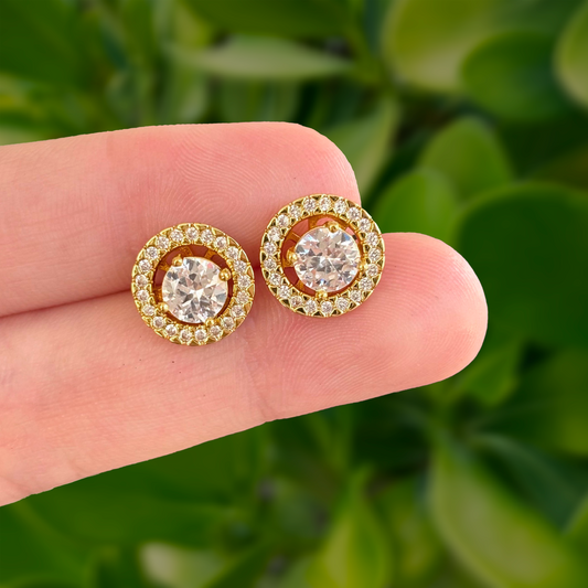 Aretes Dorados Con Zirconia Chapa de Oro Az64