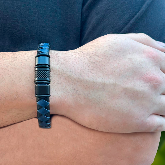 Pulsera Marino Caballero Cuero y Acero Inoxidable 1L2