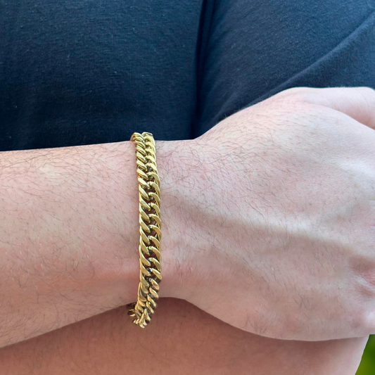 Pulsera Dorada Cadena Gruesa Hombre Acero Inoxidable 1j1