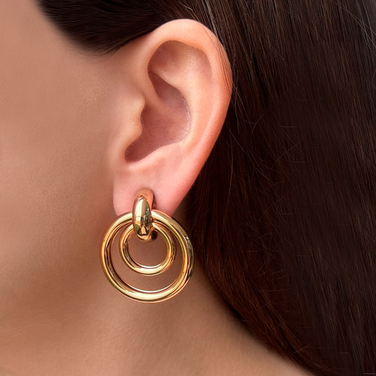 Aretes Aros Nudo Grande Dorado 1G7