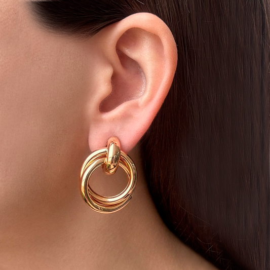 Aretes Aros Dorados Nudo  1T5