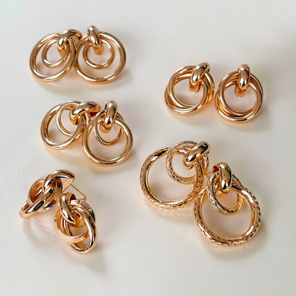 Aretes Aros Nudo Grande Dorado 1G7
