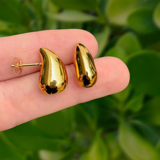 Aretes Dorados Gota Acero Inoxidable 2F4
