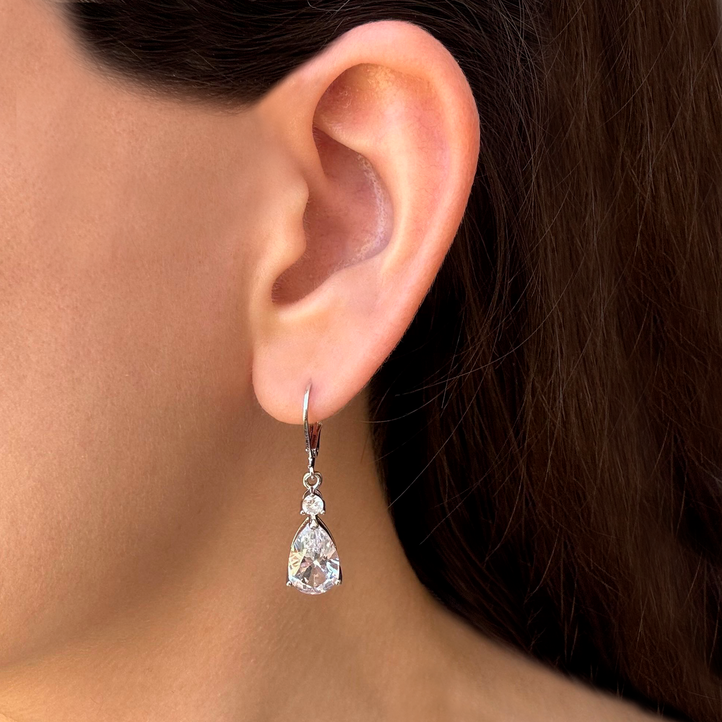 Aretes Gota de Cristal Zirconias Chapa de Oro 1I5