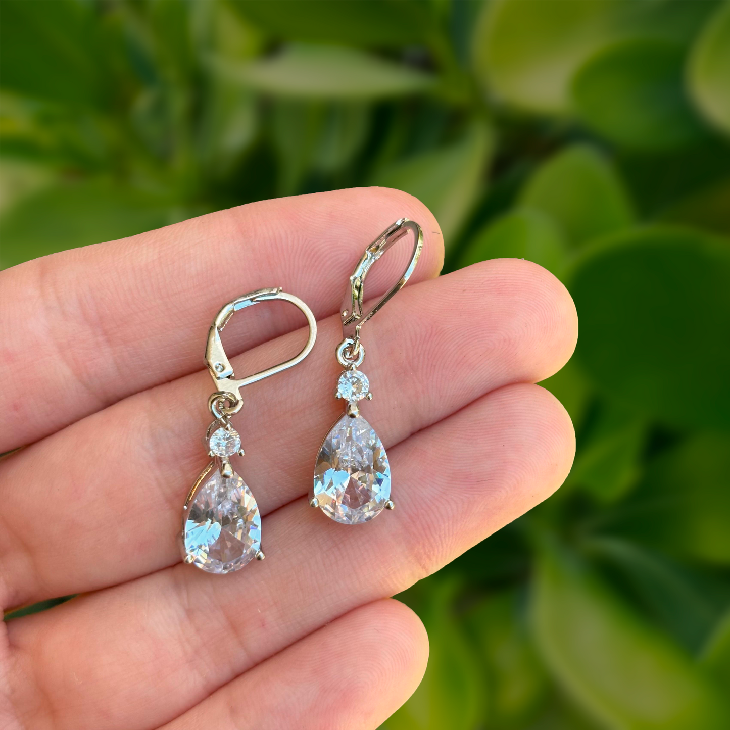 Aretes Gota de Cristal Zirconias Chapa de Oro 1I5