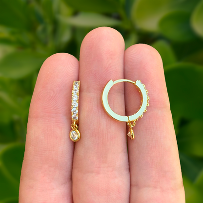Aretes Arracada Dorada con Zirconias Chapa de Oro Az179