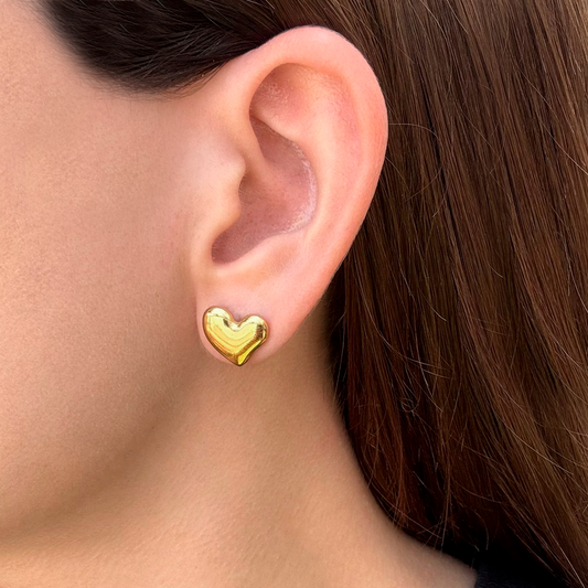 Aretes Dorados Corazon Acero Inoxidable 1A3