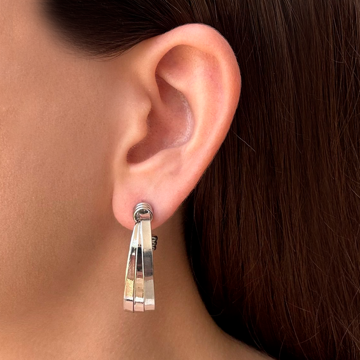 Aretes Arracadas Plateadas Chapa de Oro 2F5