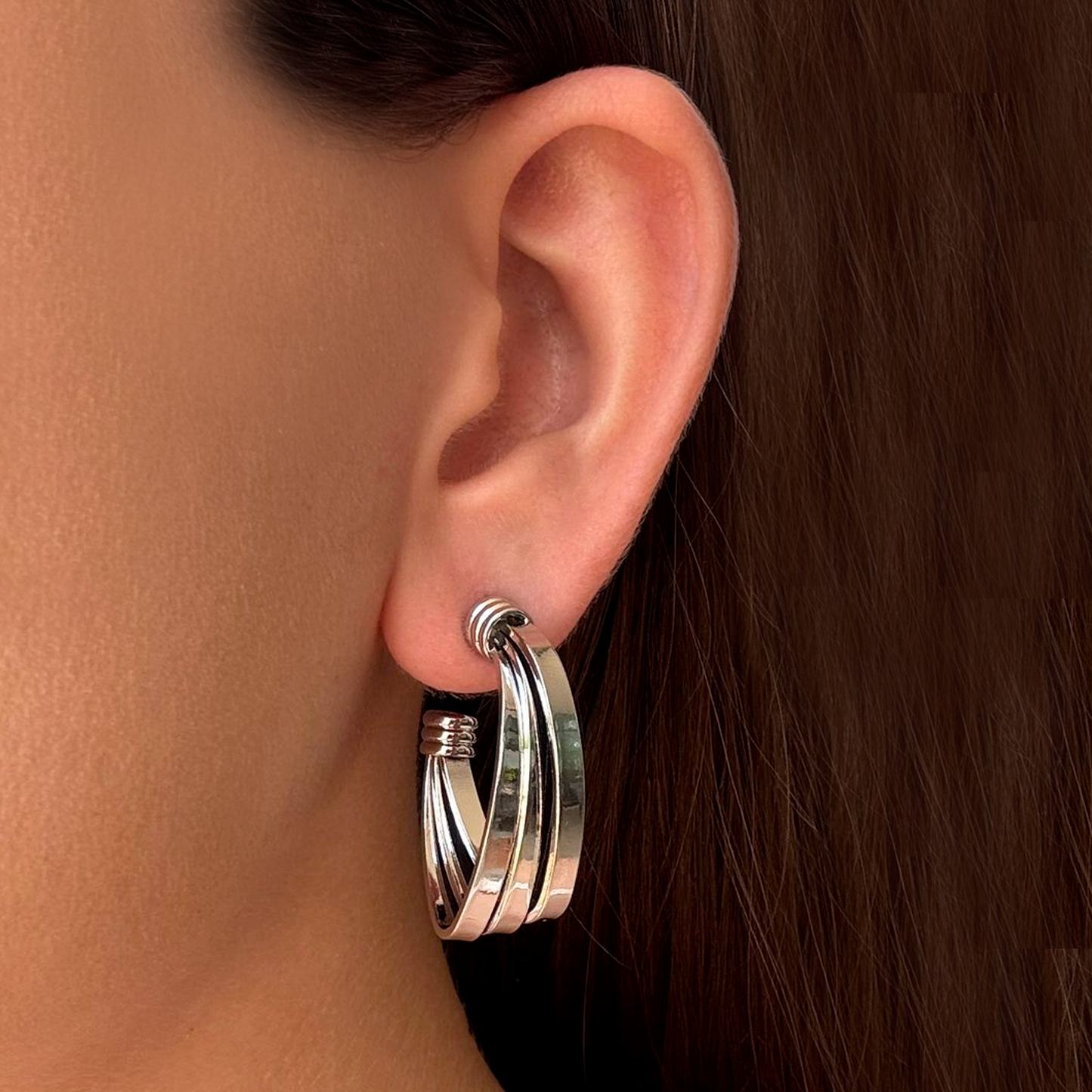 Aretes Arracadas Plateadas Chapa de Oro 2F5
