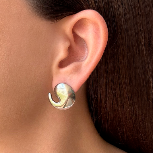 Aretes Plateados Vuelta de Gota  Acero Inoxidable 2H5