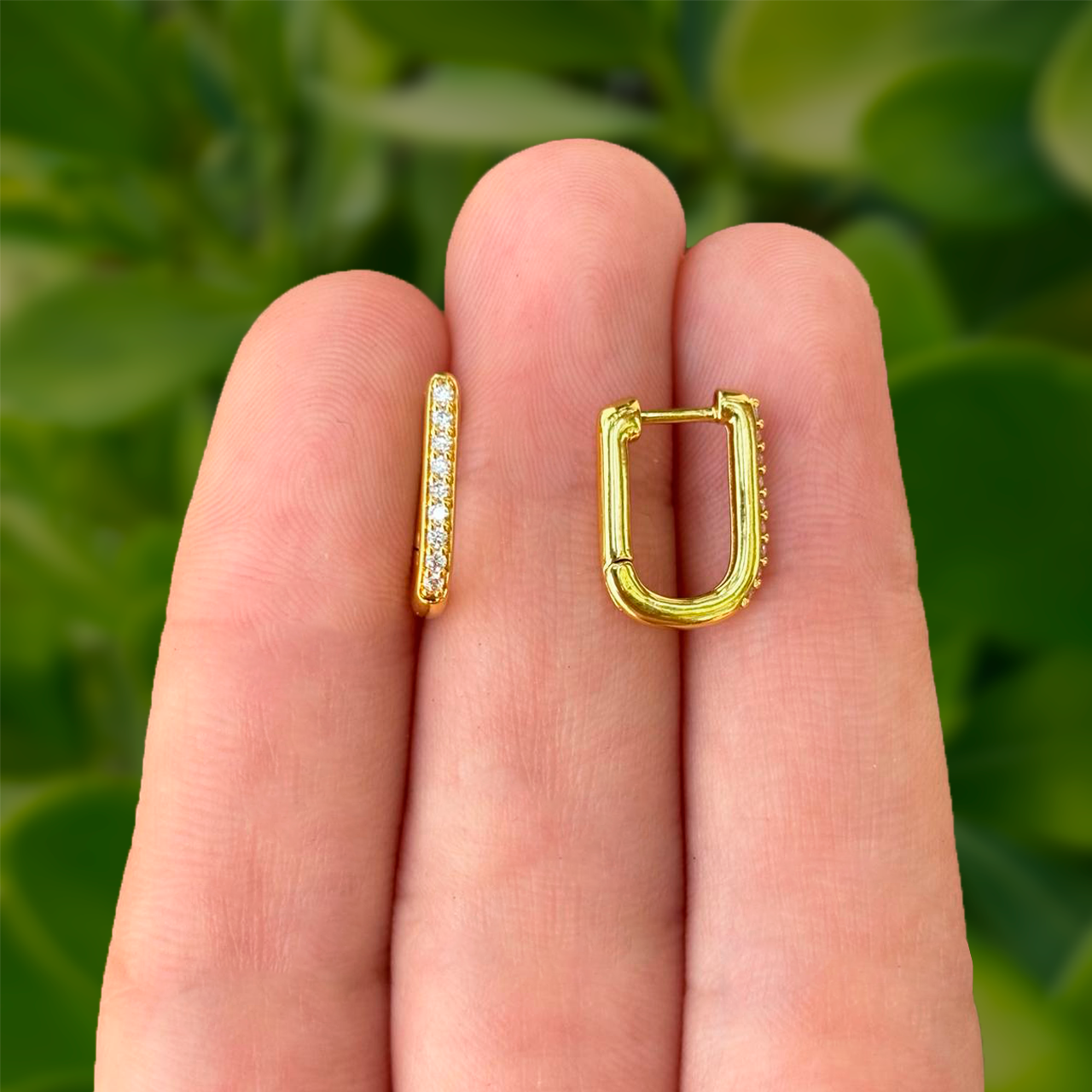 Aretes Arracada Dorada en Forma de U Chapa de Oro Az419