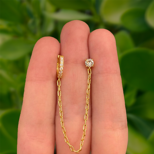 Aretes Set Zirconias Chapa de Oro Az242