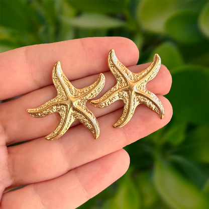 Aretes Dorados Estrella de Mar  2Q7