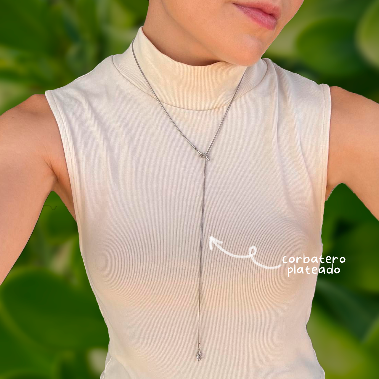 Collar Plateado Corbatero Ajustable Acero Inoxidable  1i7