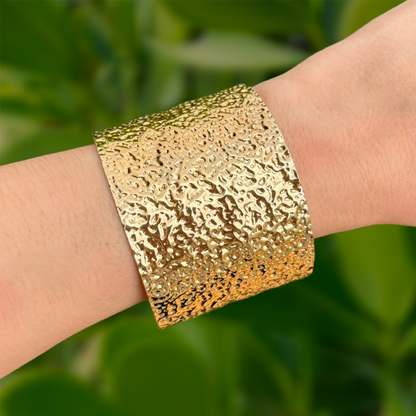 Pulsera Dorada Ancha Metálica 1AA8
