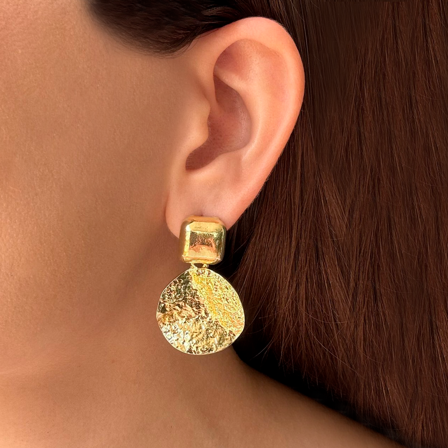 Aretes Dorados Circulo Cuadro Metálicos 2o5