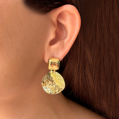 Aretes Dorados Circulo Cuadro Metálicos 2o5