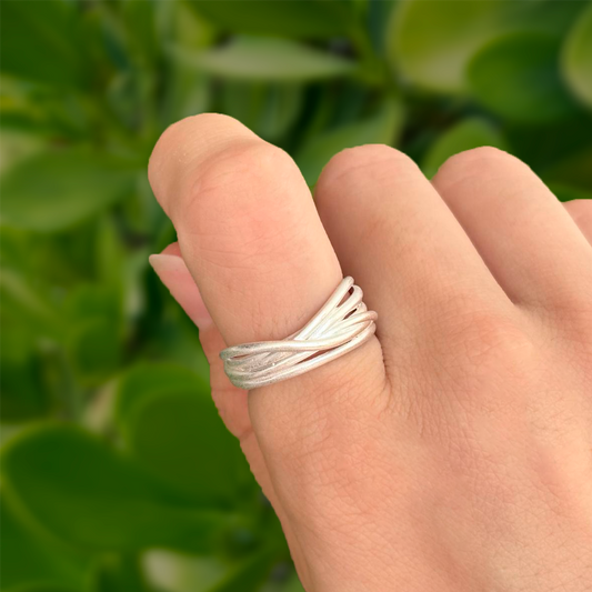 Anillo Plateado Alambres  Acero inoxidable 3L2
