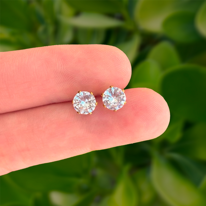 Aretes Dorados Zirconia Acero Inoxidable 2B5