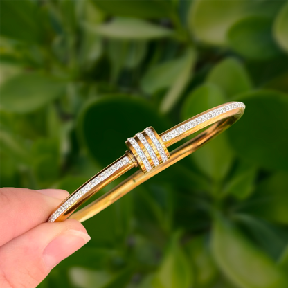 Pulsera Dorada Roll Zirconias Acero Inoxidable