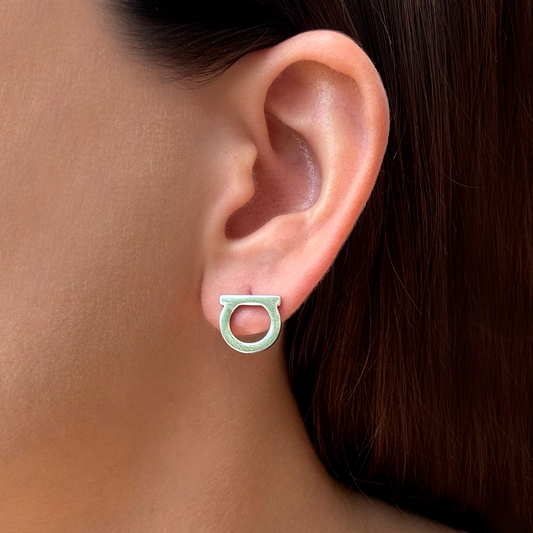 Aretes Plateados SemiAro Acero Inoxidable 2o1