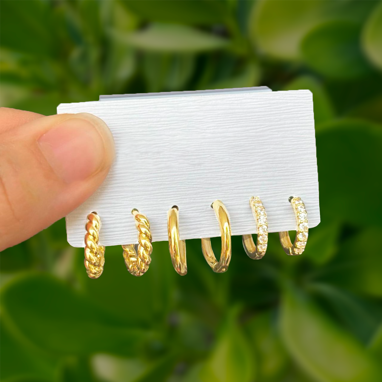 Set Aretes Dorados 3 Pares de Arracadas 2E7