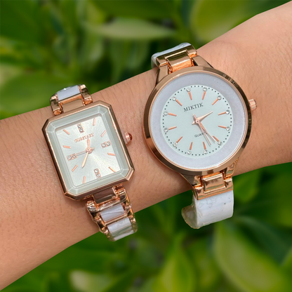 Reloj Blanco y Oro Rosa R4
