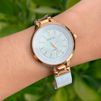 Reloj Blanco y Oro Rosa R4