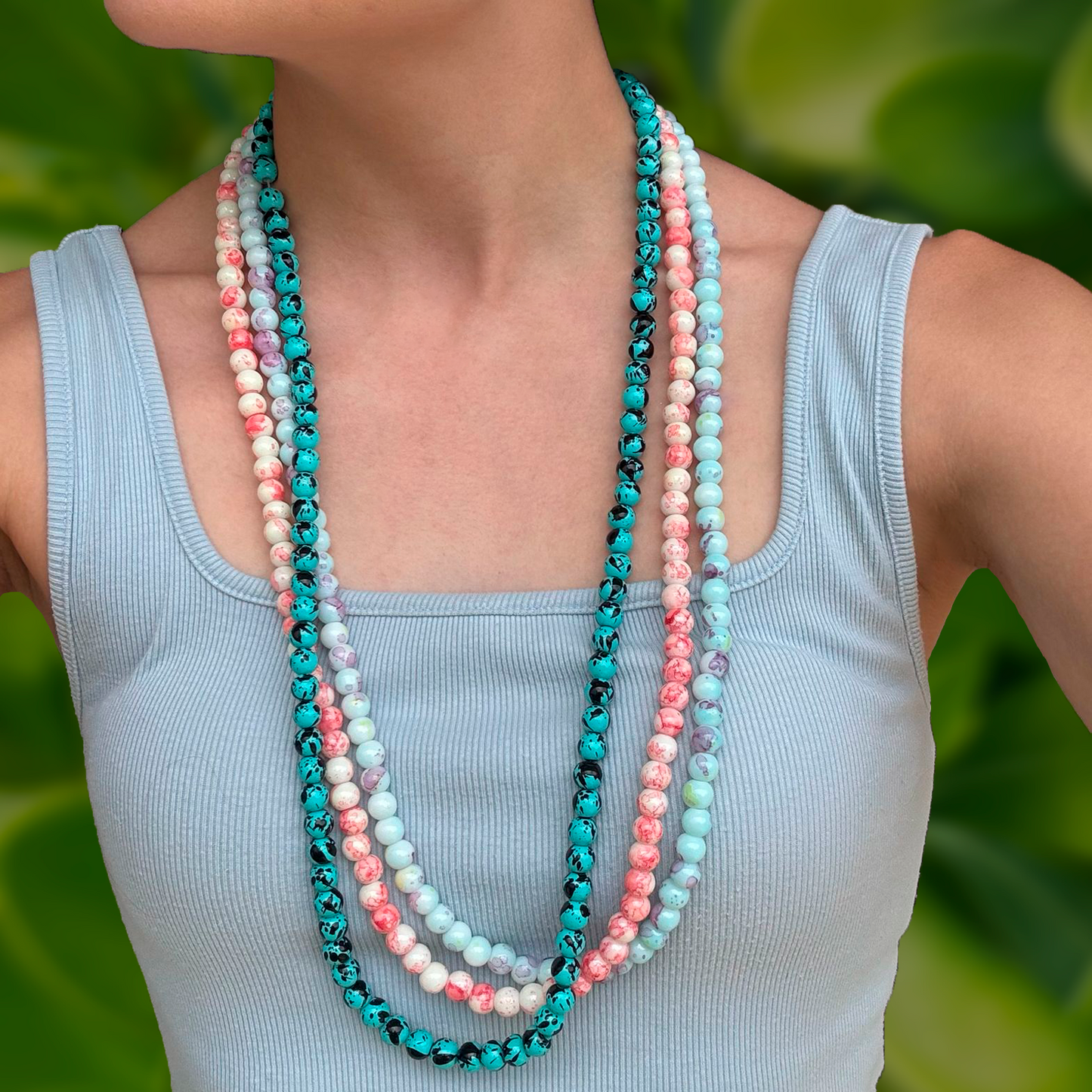 Collar Bolas de Cristal Coral Suave 1BB7