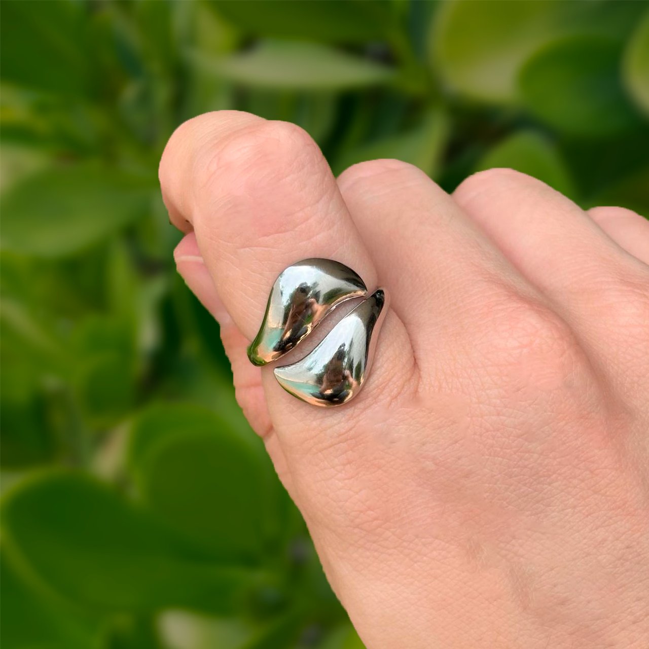 Anillo Plateado Gotas Encontradas Acero Inoxidable 1o4