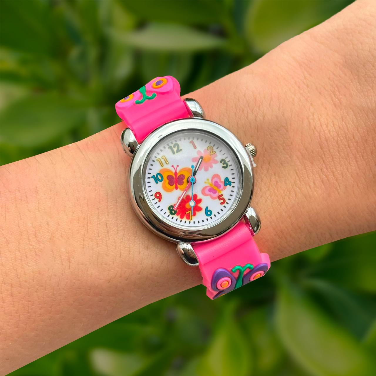 Reloj Rosa Intenso Mariposas y Colores  3D8