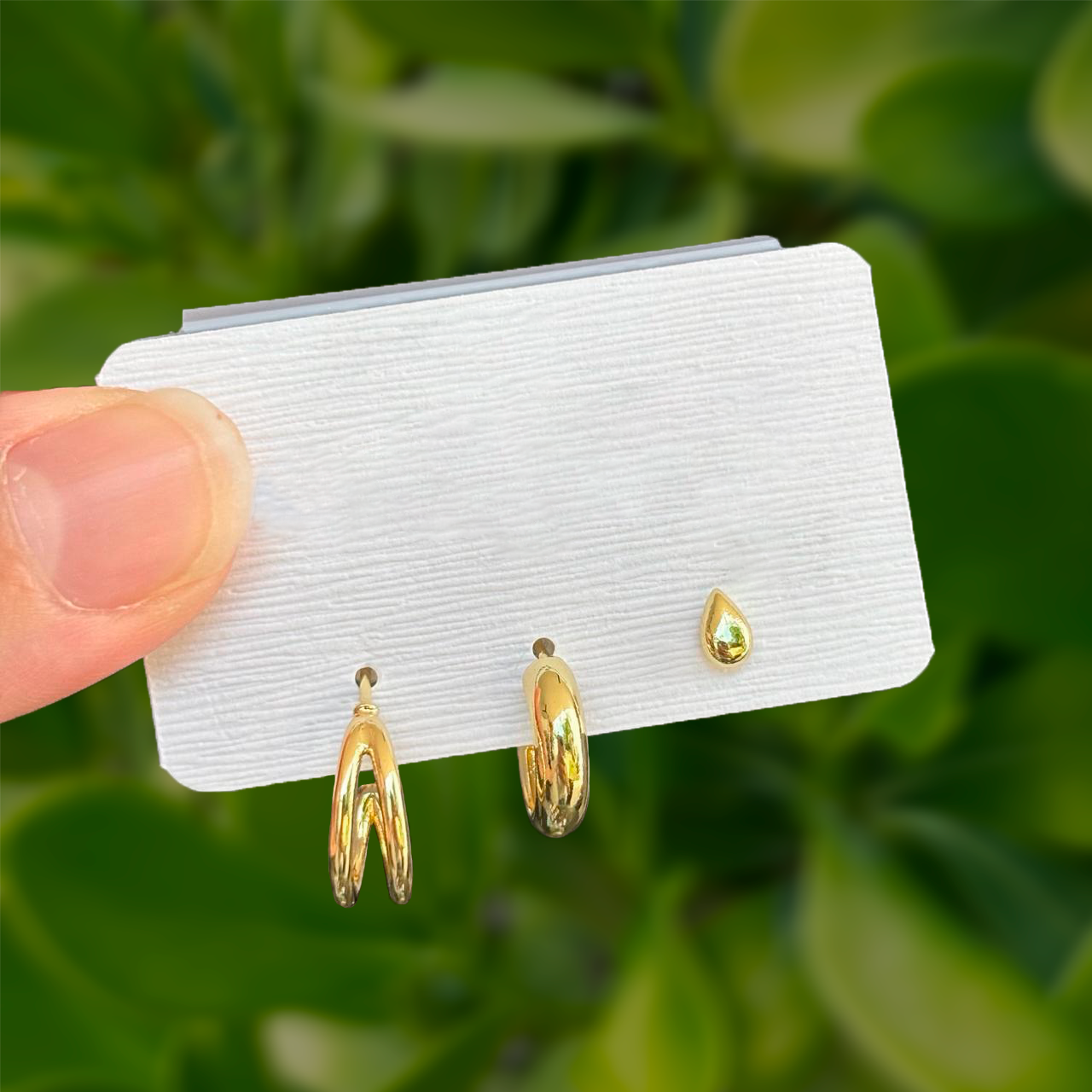 Set Aretes Dorados 3 Pares Chapa de Oro 2Y6