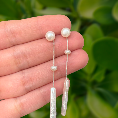Aretes Perlas Concha Nacar Acero de Titanio 3A4