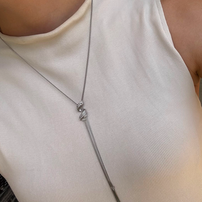 Collar Plateado Corbatero Zirconias
