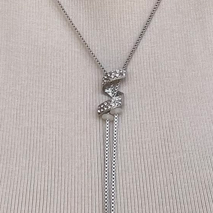 Collar Plateado Corbatero Zirconias