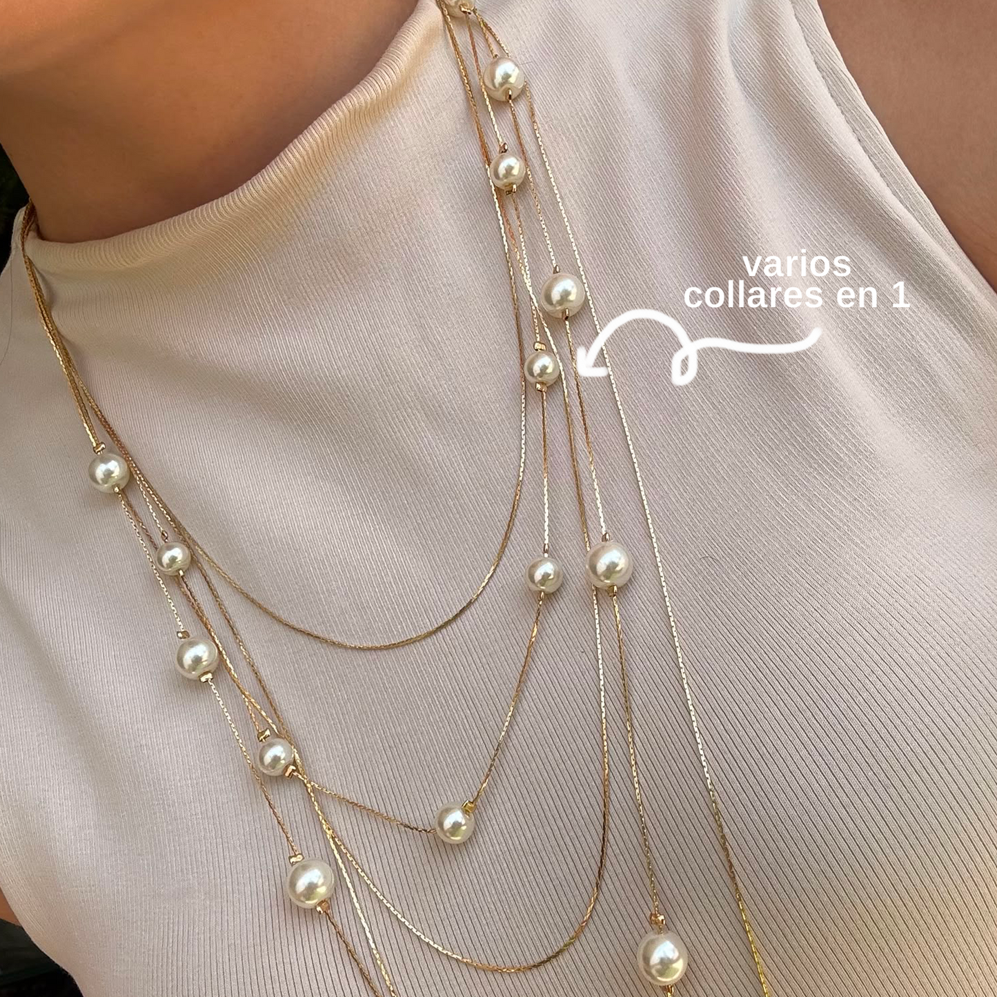 Collar Layer Dorado Perlas