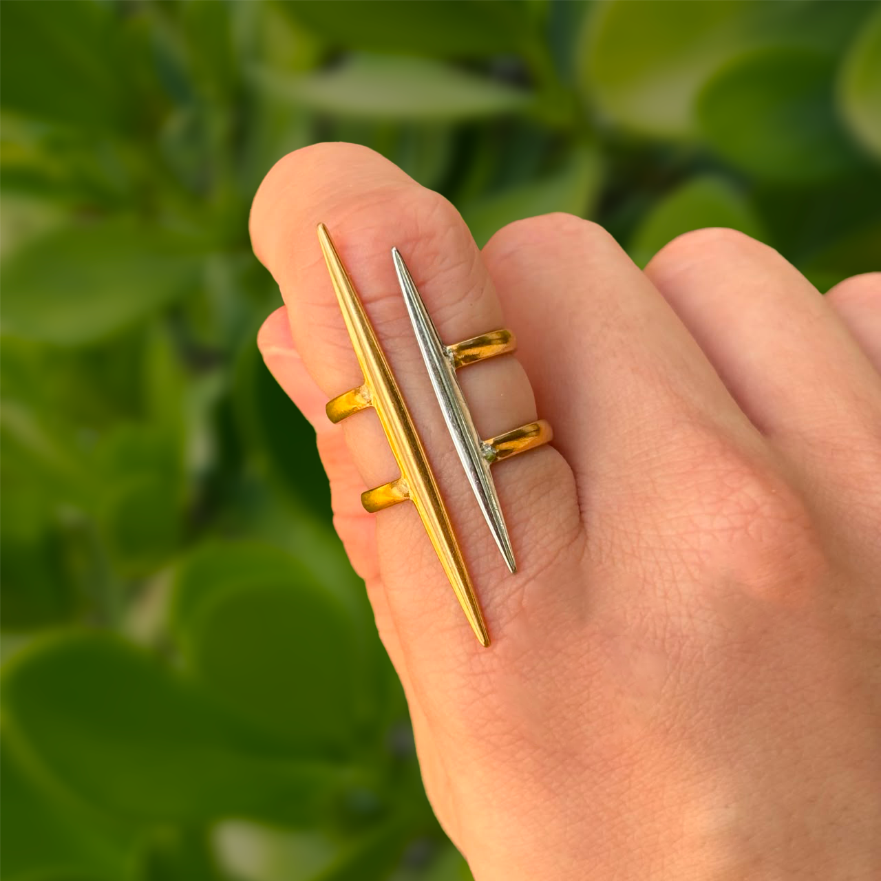 Anillo Oro-Plata Lineas Acero Inoxidable