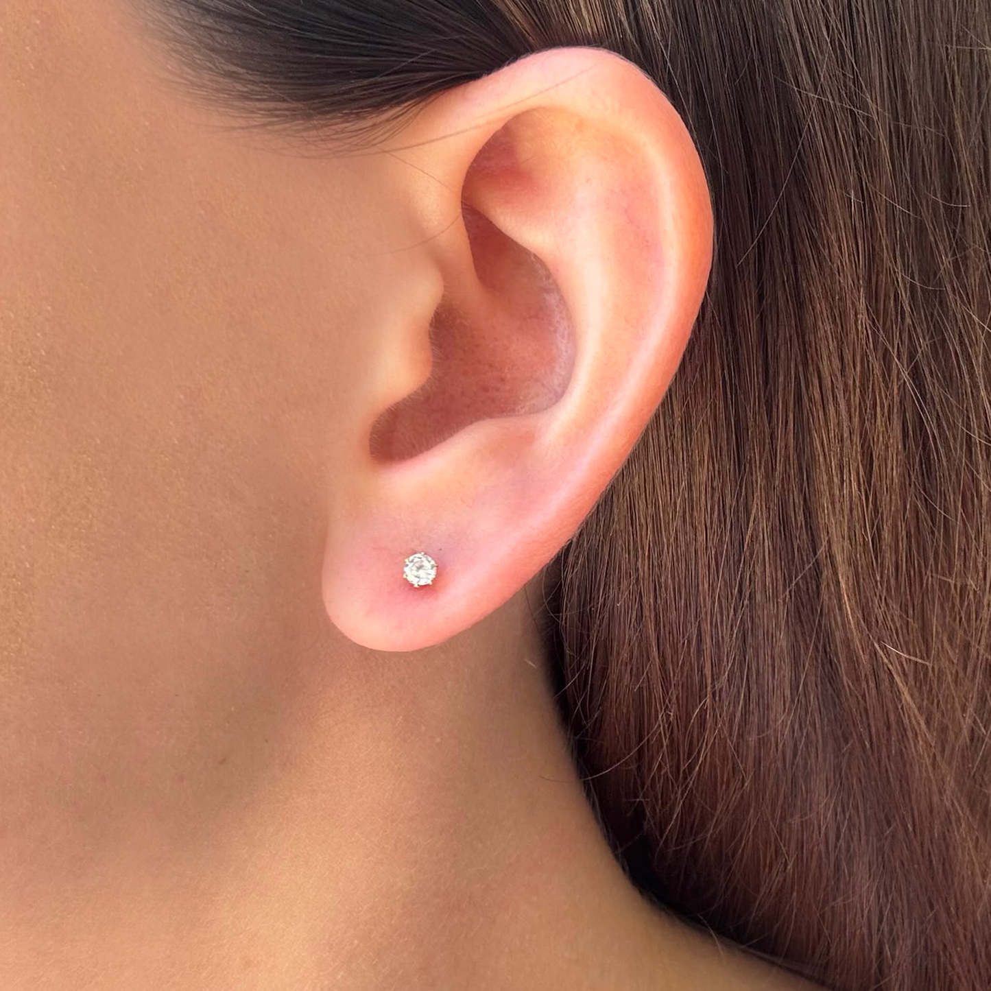 Aretes Dorados Zirconia Básica Acero Inoxidable