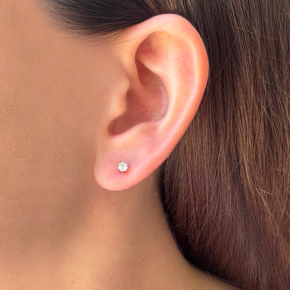 Aretes Dorados Zirconia Básica Acero Inoxidable