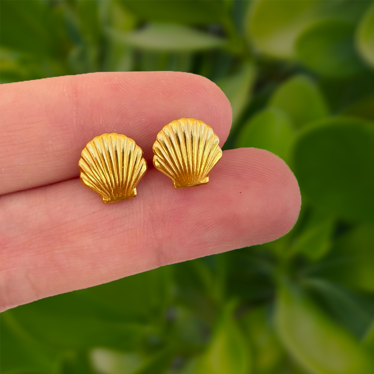 Aretes Dorados Concha de Mar Acero Inoxidable 2U3
