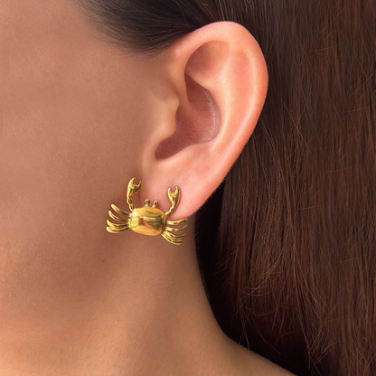 Aretes Dorados Carngrejo Acero Inoxidable