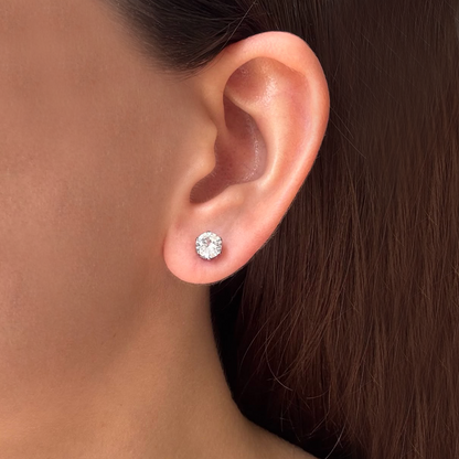 Aretes Plateados Zirconia Básica Acero Inoxidable