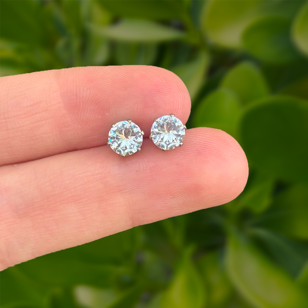 Aretes Plateados Zirconia Básica Acero Inoxidable