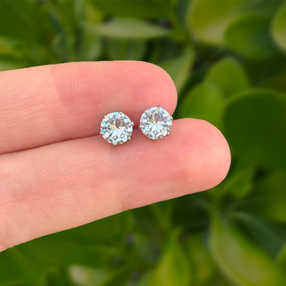 Aretes Plateados Zirconia Básica Acero Inoxidable