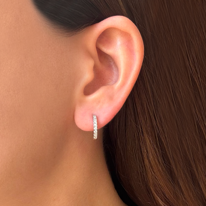 Aretes Arracada Plateadas Zirconias Chapa de Oro
