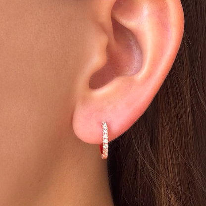 Aretes Arracada Oro Rosa Zirconias Chapa de Oro